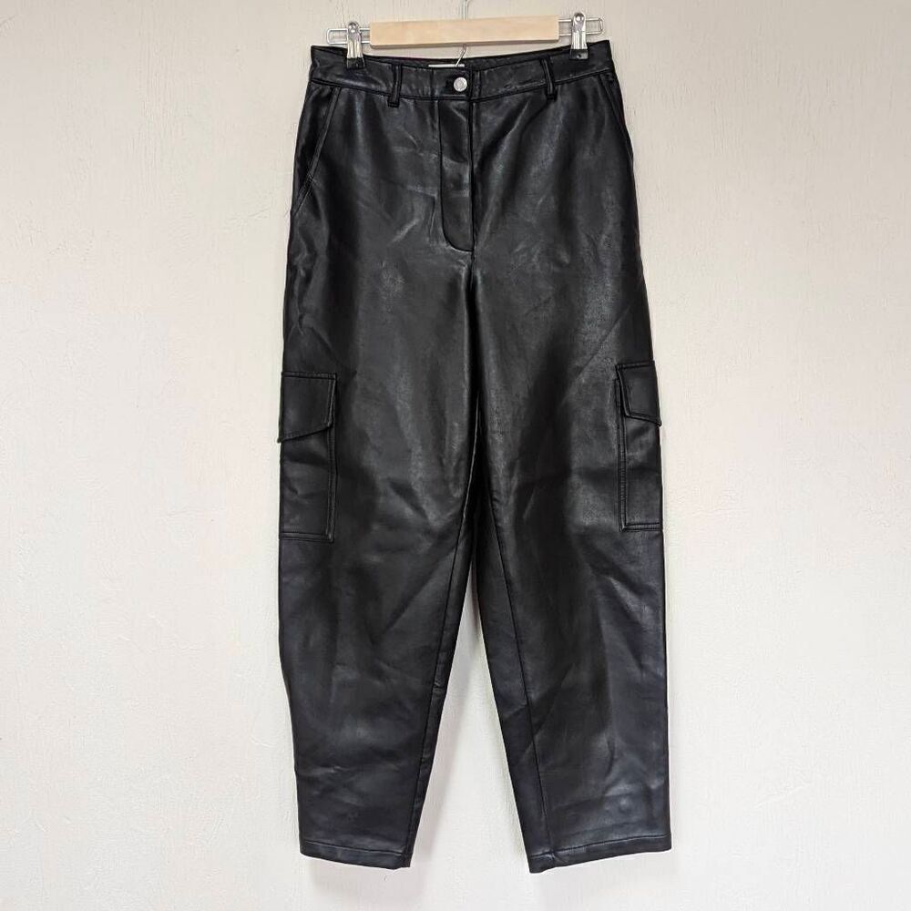 Aritzia Wilfred Free Faux Leather Black Cargo Pants Size 8